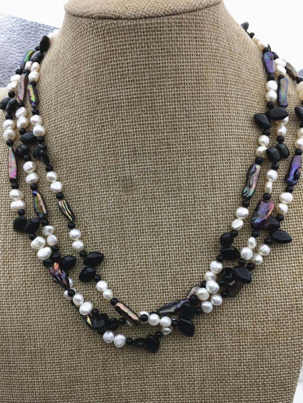 Multi-Strand Natural Pearl Necklace